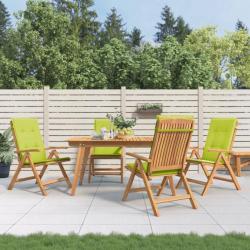 Chaises de jardin inclinables 4pcs et coussins bois massif teck