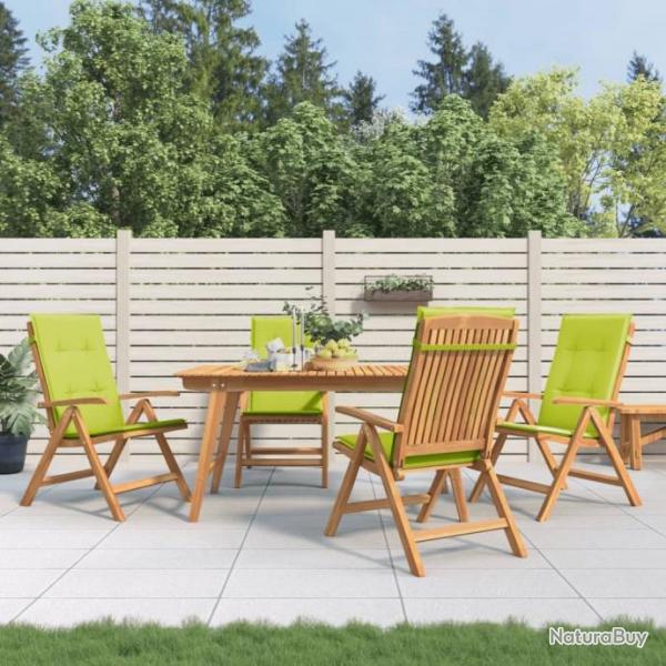 Chaises de jardin inclinables 4pcs et coussins bois massif teck