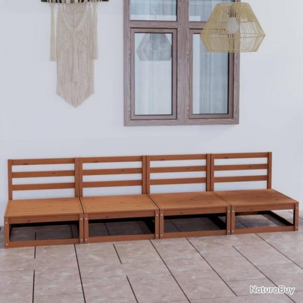 Canap  4 places de jardin Marron miel Bois de pin solide