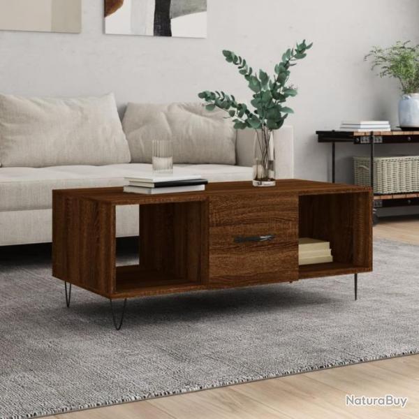 Table basse chne marron 102x50x40 cm bois d'ingnierie