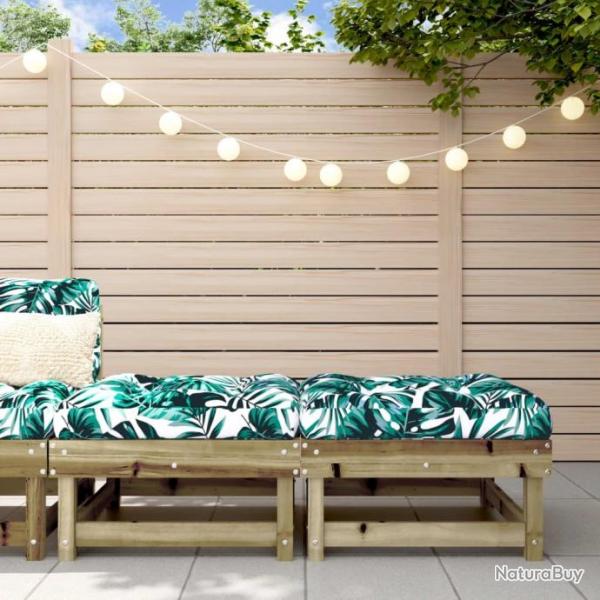 Repose-pieds de jardin avec coussins 2 pcs bois de pin imprgn