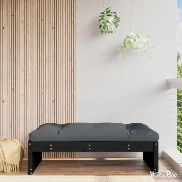 Repose-pied de jardin 120x80 cm noir bois de pin massif