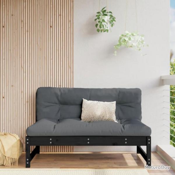 Canap central 120x80 cm noir bois de pin massif