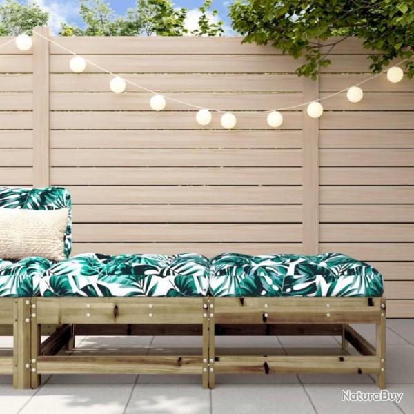 Repose-pieds de jardin avec coussins 2 pcs bois de pin imprgn