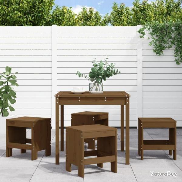 Ensemble  dner de jardin 5 pcs marron miel bois pin massif