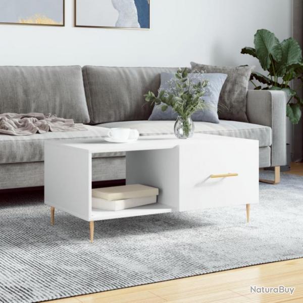 Table basse blanc 90x50x40 cm bois d'ingnierie