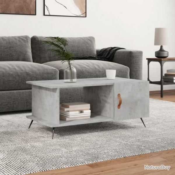 Table basse gris bton 90x50x40 cm bois d'ingnierie