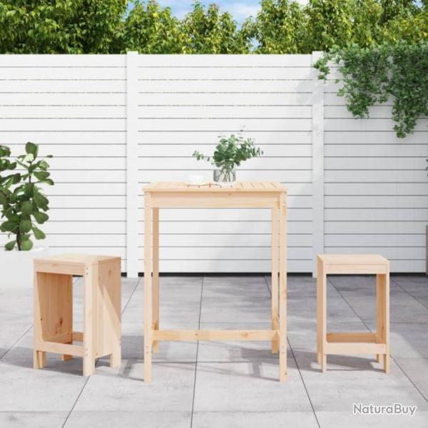 bar de jardin 3 pcs bois de pin massif