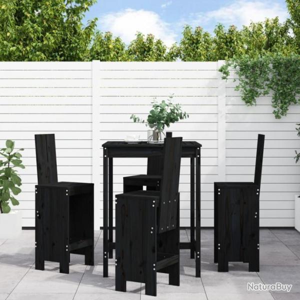 bar de jardin 5 pcs noir bois de pin massif