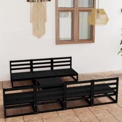 Salon de jardin 8 pcs noir bois de pin massif