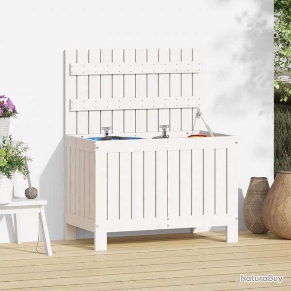 Bote de rangement de jardin Blanc 76x42,5x54 cm Bois de pin