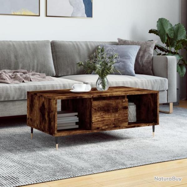 Table basse Chne fum 90x50x36,5 cm Bois d'ingnierie