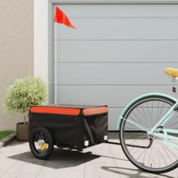 Remorque pour vélo noir et orange 30 kg fer