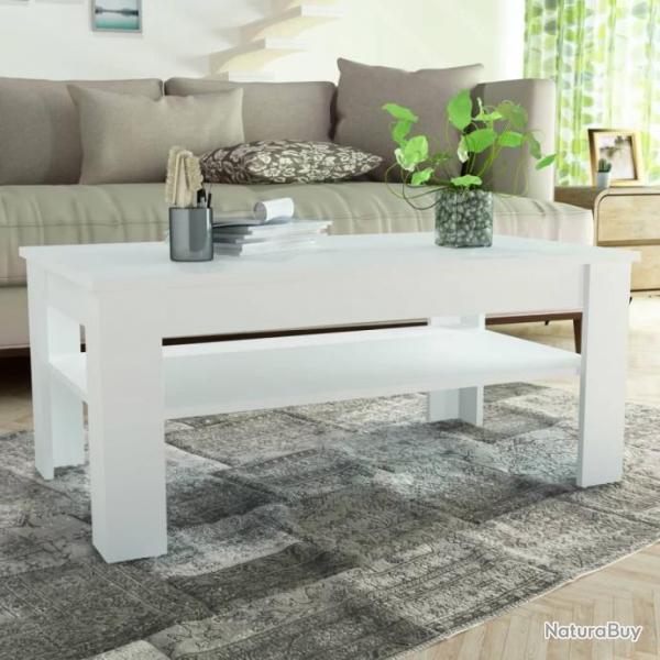 Table basse en agglomr 110 x 65 x 48 cm Blanc