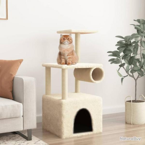 Arbre  chat avec griffoirs en sisal crme 109,5 cm