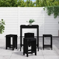 bar de jardin 5 pcs noir bois de pin massif