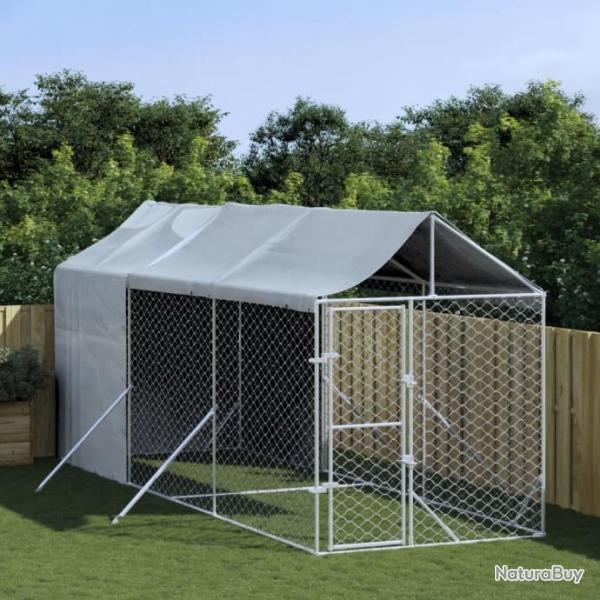 Chenil d'extrieur pour chiens avec toit argent 2x6x2,5 m