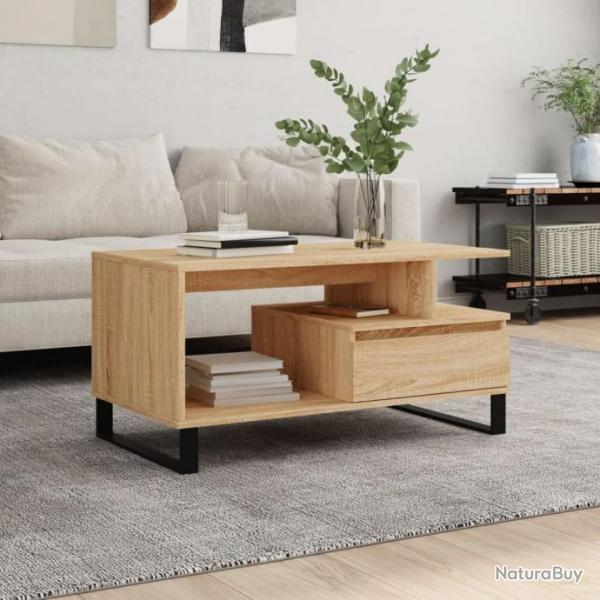 Table basse Chne sonoma 90x49x45 cm Bois d'ingnierie