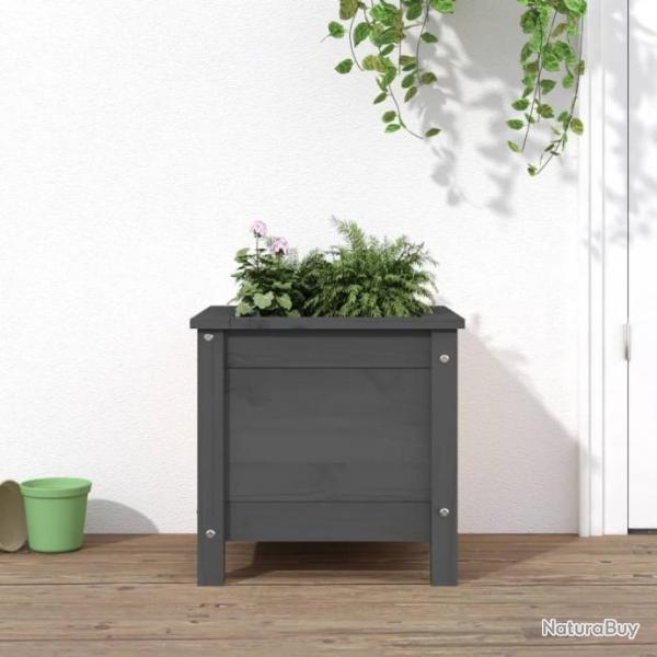 Jardinire gris 40x40x39 cm bois massif de pin