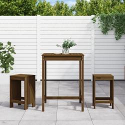 bar de jardin 3 pcs marron miel bois pin massif