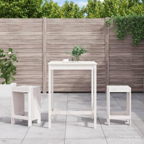 bar de jardin 3 pcs blanc bois de pin massif