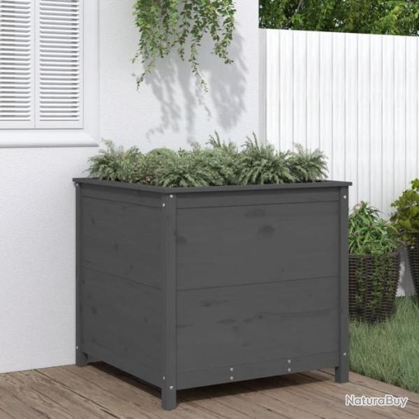 Jardinire gris 82,5x82,5x78 cm bois massif de pin