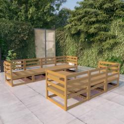 Salon de jardin 8 pcs marron miel bois de pin massif