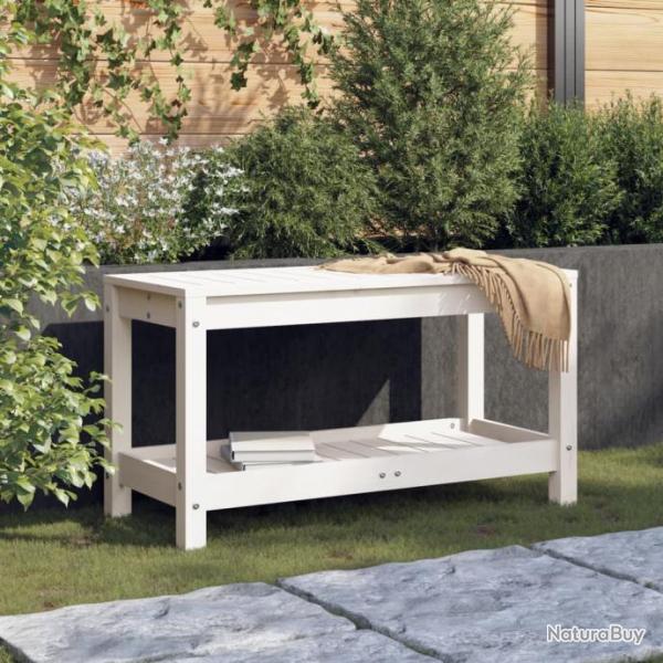 Banc de jardin blanc 82,5x35x45 cm bois massif de pin