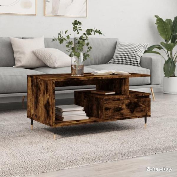 Table basse Chne fum 90x49x45 cm Bois d'ingnierie