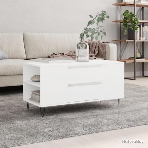 Table basse blanc 102x44,5x50 cm bois d'ingnierie