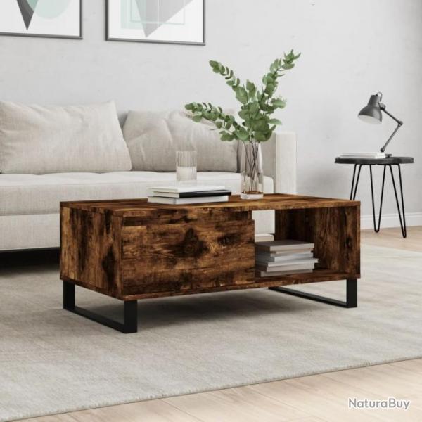 Table basse Chne fum 90x50x36,5 cm Bois d'ingnierie