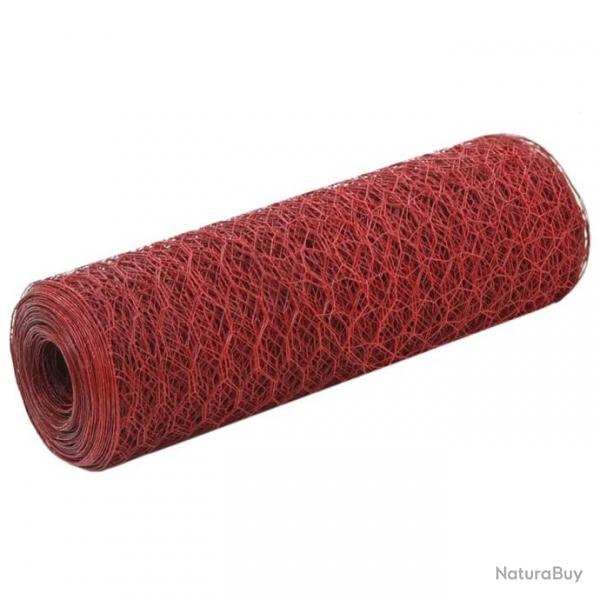 Grillage Acier avec revtement en PVC 25x0,5 m Rouge