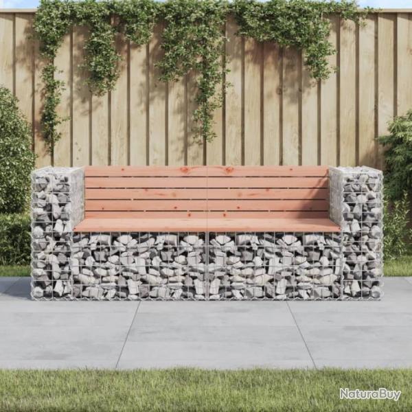 Banc de jardin design gabion 184x71x65,5 cm bois massif douglas