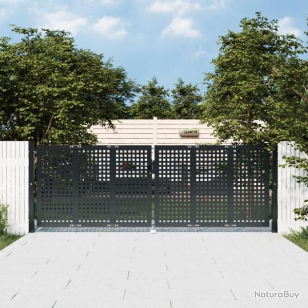 Portail de jardin anthracite 300 x 125 cm acier