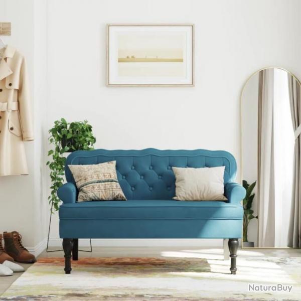 Banc avec dossier bleu 119,5x64,5x75 cm velours