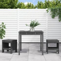 bistrot de jardin 3 pcs gris bois de pin massif