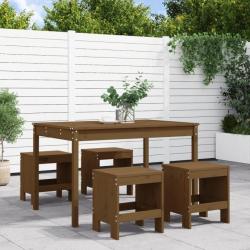 Ensemble à dîner de jardin 5 pcs marron miel bois pin massif