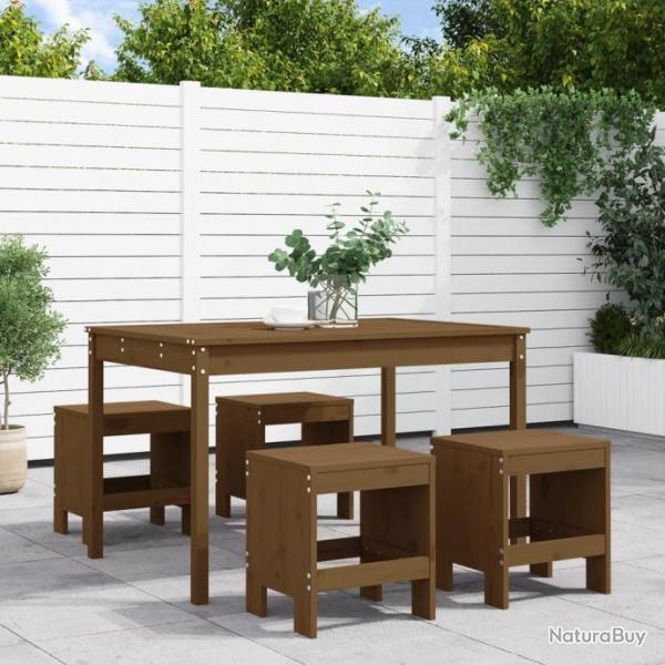 Ensemble  dner de jardin 5 pcs marron miel bois pin massif