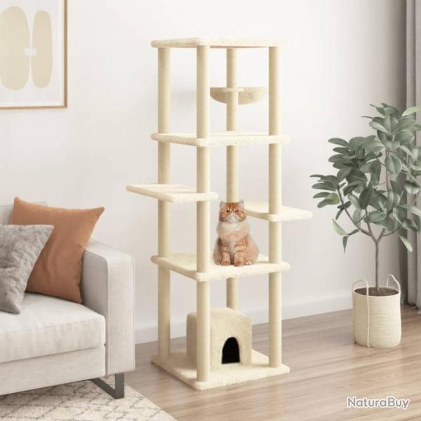 Arbre  chat avec griffoirs en sisal Crme 154 cm