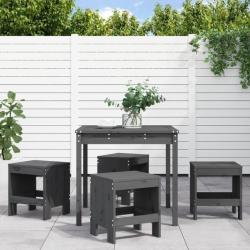 Ensemble à dîner de jardin 5 pcs gris bois massif de pin