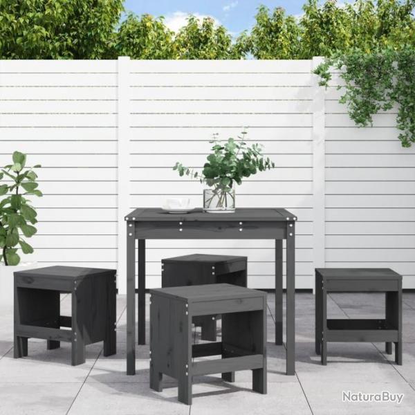 Ensemble  dner de jardin 5 pcs gris bois massif de pin