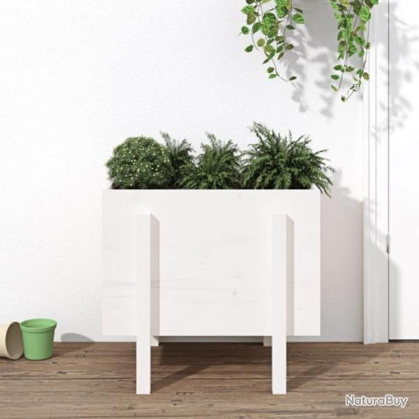 Jardinire blanc 62x50x57 cm bois massif de pin