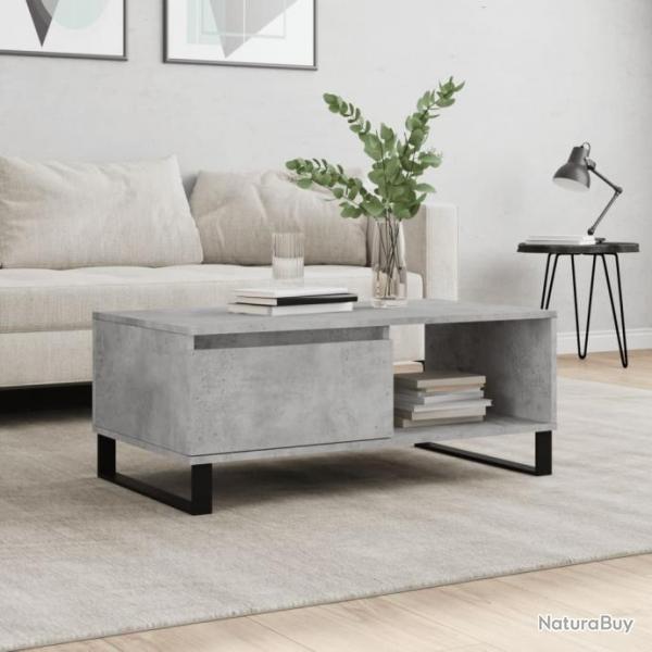 Table basse Gris bton 90x50x36,5 cm Bois d'ingnierie