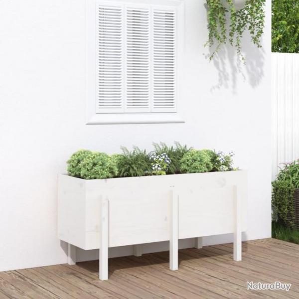 Lit surlev de jardin blanc 121x50x57 cm bois de pin massif