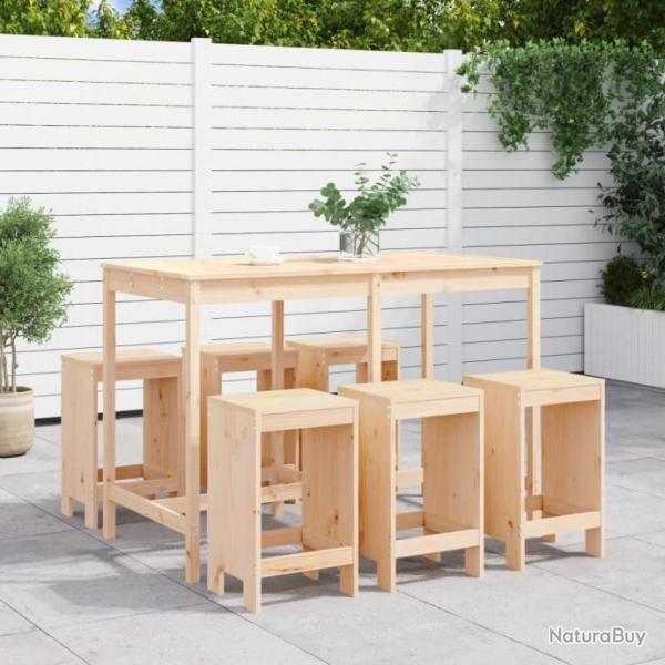 bar de jardin 7 pcs Bois de pin massif