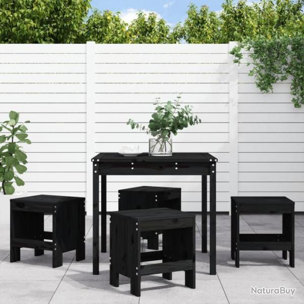 Ensemble  dner de jardin 5 pcs noir bois massif de pin