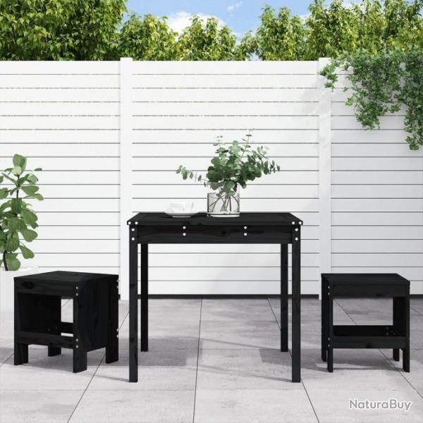 bistrot de jardin 3 pcs noir bois de pin massif