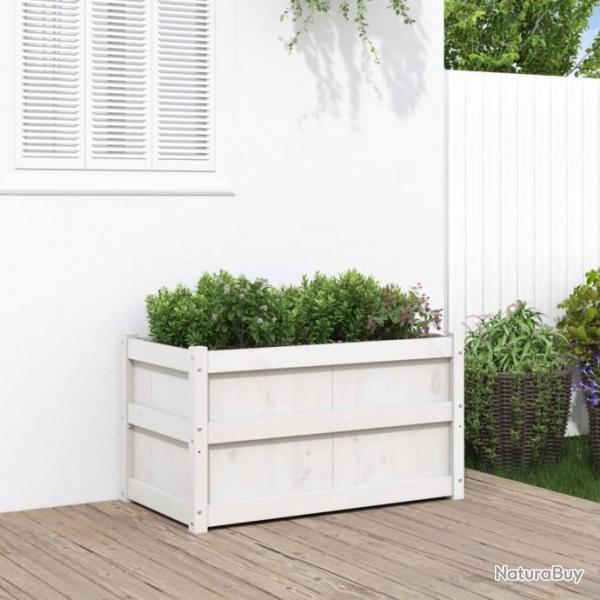 Jardinire d'extrieur blanc 90x50x50 cm bois de pin massif