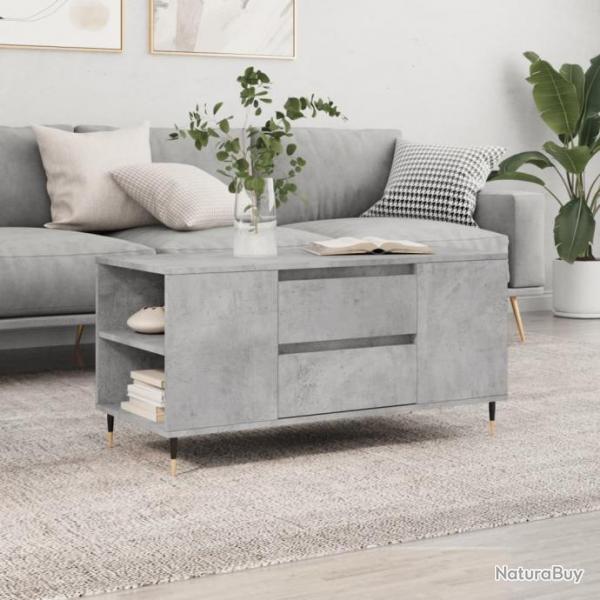 Table basse gris bton 102x44,5x50 cm bois d'ingnierie