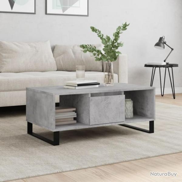 Table basse Gris bton 90x50x36,5 cm Bois d'ingnierie